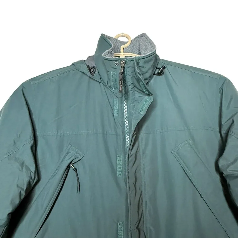 L.L. Bean Men’s Jacket Size L Green Coat Parka Polartec Hooded Thinsulate
